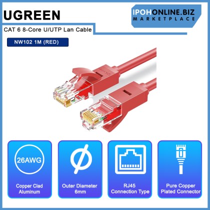 UGREEN CAT 6 8-Core U/UTP Lan Cable 1M (RED)